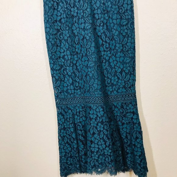 Bardot Blue Midi Length Cocktail Lace Dress - Picture 3 of 15